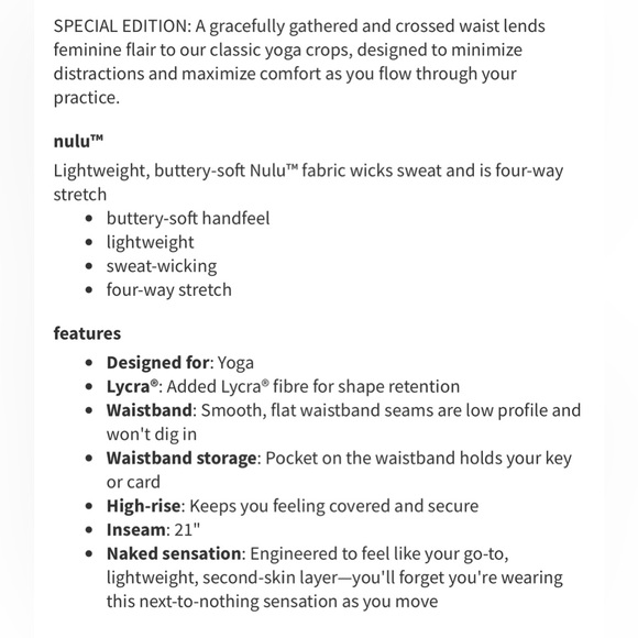 Lululemon 21” Align Cross Over Waist Cropped Leggings - Picture 2 of 11